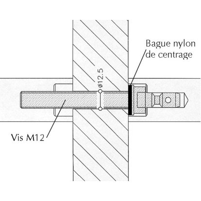 Matériel de montage poignée nylon porte battante 38 à 48 mm