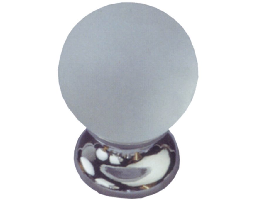 Bouton cristal boule satiné embase chromée Ø 30 mm