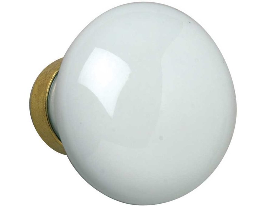 Bouton de fenêtre simple porcelaine blanche rond 7 mm